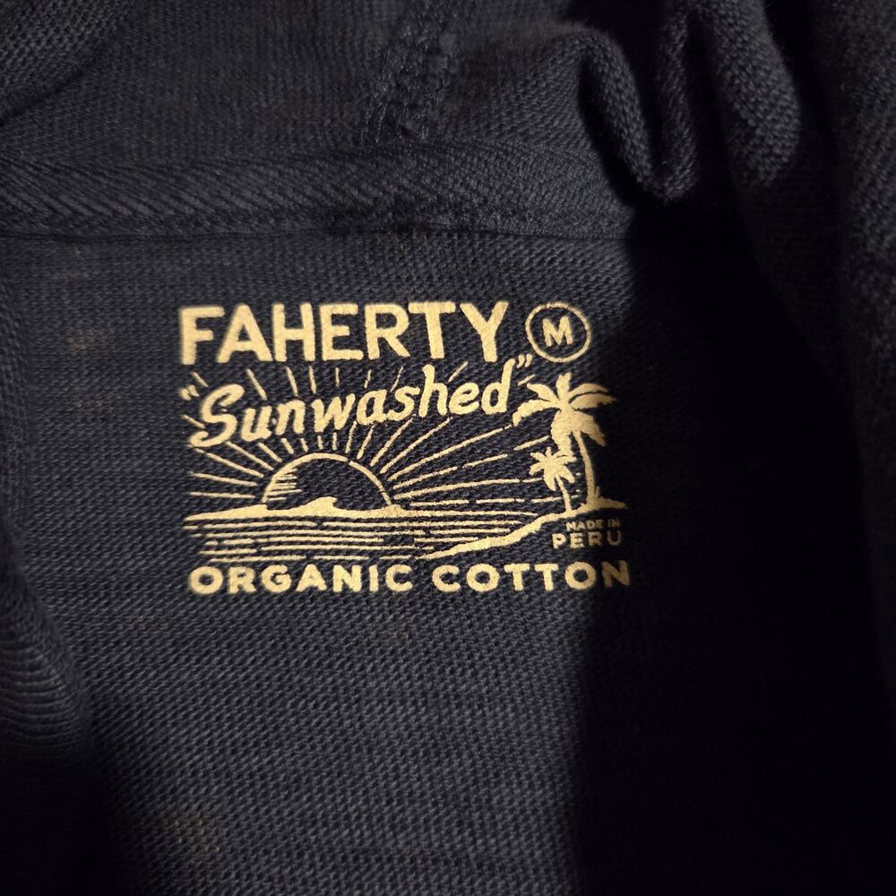 Faherty Sunwashed Hoodie Organic Cotton White Blue Stripe Sun Back - Picture 3 of 9